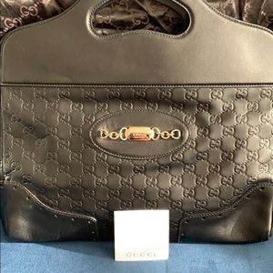 Gucci Guccissima Black Leather Brief